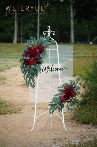 Artificial Wedding Arch Flowers Kit(Pack of 2) for Wedding Arch, Bridal Shower, Ceremony and Reception Backdrop Decoration (Burgundy) in Kuwait