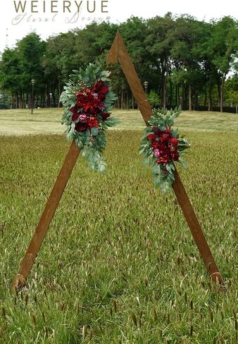Artificial Wedding Arch Flowers Kit(Pack of 2) for Wedding Arch, Bridal Shower, Ceremony and Reception Backdrop Decoration (Burgundy) in Kuwait