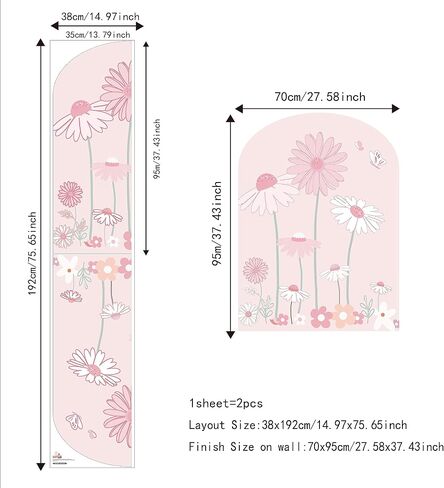 Large Arch Wall Decal Peel and Stick, PVC Boho Arch Wall Sticker, Nursery Pastel Flower Wall Stickers Decor for Kids Room Playroom, Colorful Floral Wall Art Decal for Girls Bedroom, Daisy 4 in Saudi Arabia