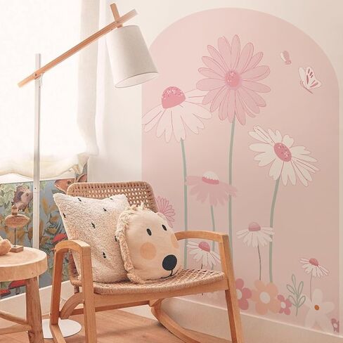 Large Arch Wall Decal Peel and Stick, PVC Boho Arch Wall Sticker, Nursery Pastel Flower Wall Stickers Decor for Kids Room Playroom, Colorful Floral Wall Art Decal for Girls Bedroom, Daisy 4 in Saudi Arabia