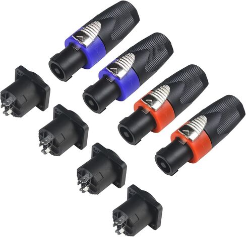 MAD OWL 4Pack Speakon Connector, Suitable for Nl4fx Speakon Plug Connectors Speakon Cables, 4 Pin Female to Nl4fc Male Converter Nl2fx Plug 4 Pole for Speakers Powercon Twist Lock in Kuwait