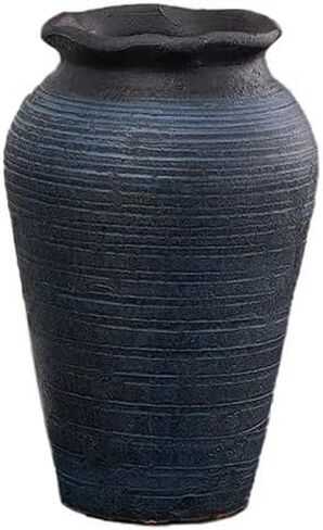 Farmhouse Clay Floor Vase for Flower Large, Rough Ceramic Garden Pot for Plant Outdoor,Tall French Vases for Pampas Grass Decor (with a drainage hole, C3: Brown (M)) in Saudi Arabia