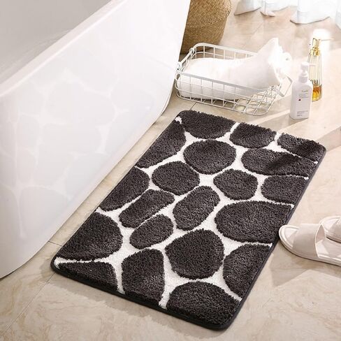 Cobblestone Bathroom Rugs Bath Mat 20 x 32 inch Soft Absorbent Bath Carpet for Bathroom Bedroom Living Room Bathroom Toilet Shower Mats Non-Slip in Saudi Arabia