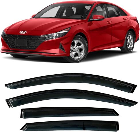 2017-2020 Tape-on Side Window Deflector Visors for Hyundai Elantra SE SEL Value ECO Limited Sport Black Tinted Rain Guards 2018 2019 in Kuwait