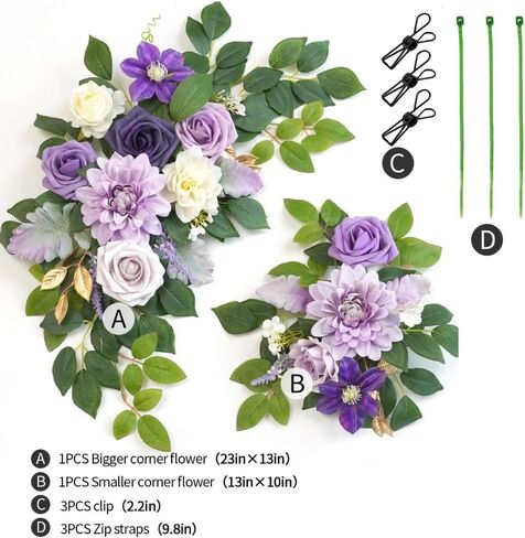 Wedding Decor (Pack of 2) Welcome Sign Flower Backdrop Garland for Ceremony Reception Wall Easel Home Decoration Entryway Faux Outdoor Board Head Table Decor (Lilic & Cream) in Saudi Arabia