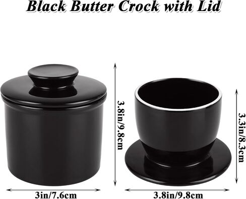 Black Butter Crock with Lid, Ceramic French Butter Keeper for Fresh Spreadable Butter, Butter Dish with Lid for Countertop in Saudi Arabia