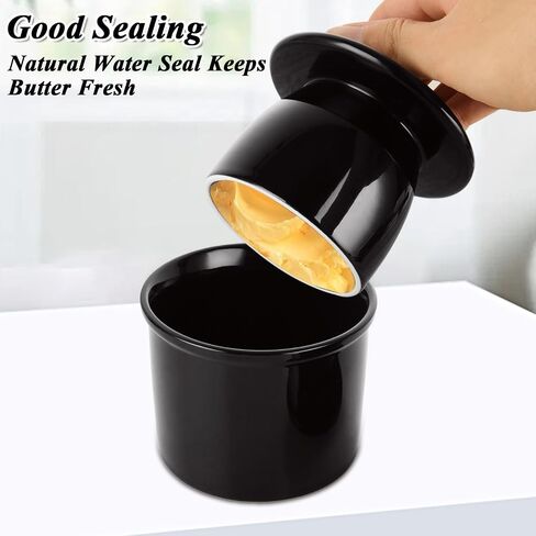 Black Butter Crock with Lid, Ceramic French Butter Keeper for Fresh Spreadable Butter, Butter Dish with Lid for Countertop in Saudi Arabia