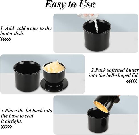 Black Butter Crock with Lid, Ceramic French Butter Keeper for Fresh Spreadable Butter, Butter Dish with Lid for Countertop in Saudi Arabia