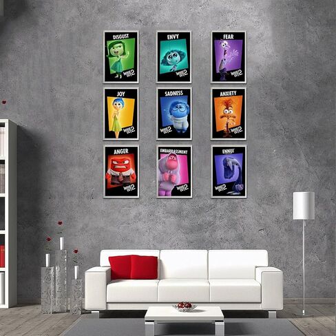 Set of 9 Cartoon Film Inside Out 2 Poster of Room Aesthetic Canvas Wall Art Bedroom Decor Style 08x12inch(20x30cm) in Saudi Arabia