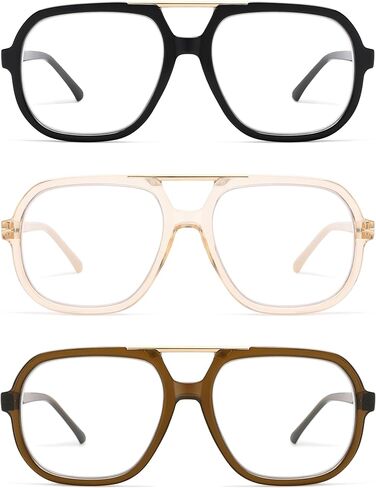 نظارات قراءة مربعة عصرية من AMOMOMA للنساء، كبيرة الحجم للنساء بضوء أزرق وقارئات كمبيوتر بإطار أسود قديم AM6138 in Kuwait