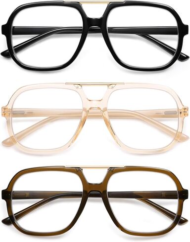 نظارات قراءة مربعة عصرية من AMOMOMA للنساء، كبيرة الحجم للنساء بضوء أزرق وقارئات كمبيوتر بإطار أسود قديم AM6138 in Kuwait