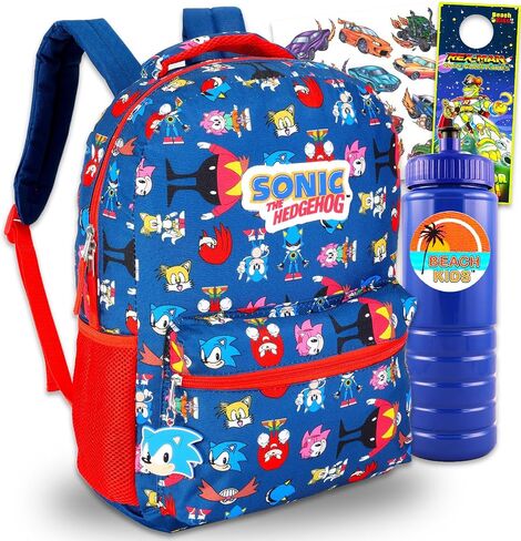 Nintendo Sonic the Hedgehog Backpack Set - Bundle 16" Sonic Backpack Featuring Amy, Tails, Knuckles, Plus Stickers, More | Sonic and Friends Backpack for Boys, Girls, Kids in Saudi Arabia