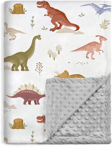 BOPRIO Baby Blankets for Unisex Boys Girls, Super Soft Nursery Minky Blankets with Baby Elephant Design and Dotted Fleece Backing, Printed Bed Throws Newborn in Saudi Arabia