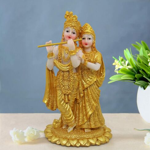 TIED RIBBONS Lord Radha Krishna Statue Indian God Idols for Pooja, Mandir, Temple | Resin, 7.5 Inch| Radha Krishna Hindu God and Goddess Idol | Diwali Gifts in Saudi Arabia