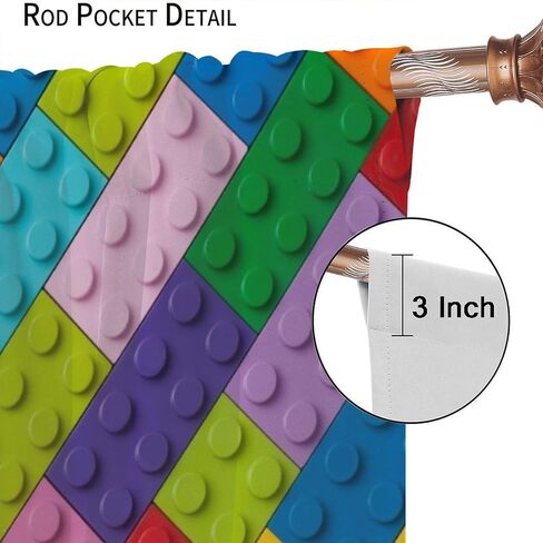 Kids Boys Window Curtains, Building Blocks Toys Treatments Colorful Plastic Brick Geometric Print Pattern Abstract Contour Drapes for Nursery Living Room,42x45 Inch Decor in Saudi Arabia