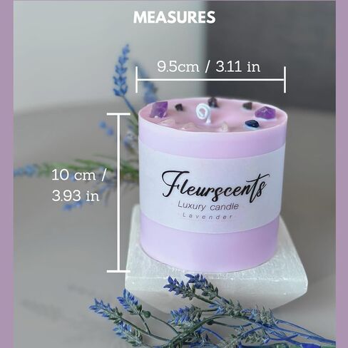 Luxury Lavender Pillar Candle Scented with Stones for The Home, Office. Gift for Women, Decorative, The Best Smell, Used for Relaxing, Calming, Aromatherapy. (3.11" x 3.93", 1, Count) in Saudi Arabia