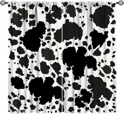 JESTRONRY Cowhide Window Curtain, Western Farm Animal Fur Brown White Cow Print Curtain for Kids Boys Girls Teens Bedroom Decor, Wildlife Rustic Farmhouse Cow Curtain 42x45 Inch Decor in Saudi Arabia