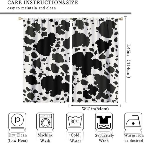 JESTRONRY Cowhide Window Curtain, Western Farm Animal Fur Brown White Cow Print Curtain for Kids Boys Girls Teens Bedroom Decor, Wildlife Rustic Farmhouse Cow Curtain 42x45 Inch Decor in Saudi Arabia