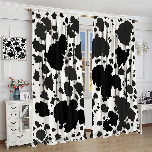 JESTRONRY Cowhide Window Curtain, Western Farm Animal Fur Brown White Cow Print Curtain for Kids Boys Girls Teens Bedroom Decor, Wildlife Rustic Farmhouse Cow Curtain 42x45 Inch Decor in Saudi Arabia