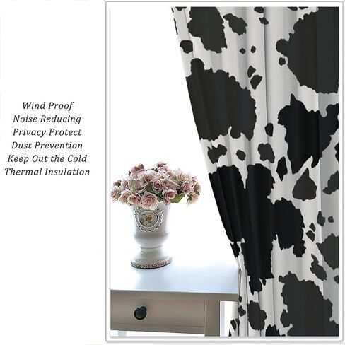 JESTRONRY Cowhide Window Curtain, Western Farm Animal Fur Brown White Cow Print Curtain for Kids Boys Girls Teens Bedroom Decor, Wildlife Rustic Farmhouse Cow Curtain 42x45 Inch Decor in Saudi Arabia