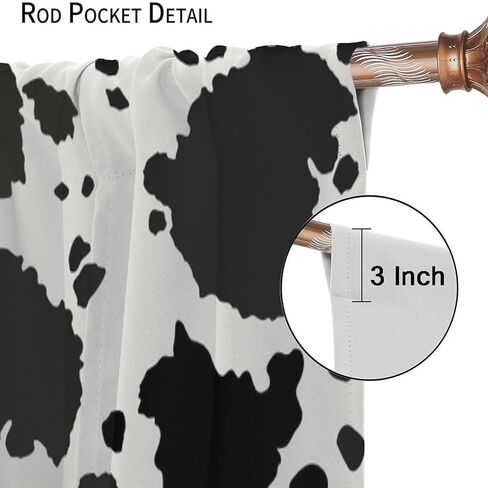 JESTRONRY Cowhide Window Curtain, Western Farm Animal Fur Brown White Cow Print Curtain for Kids Boys Girls Teens Bedroom Decor, Wildlife Rustic Farmhouse Cow Curtain 42x45 Inch Decor in Saudi Arabia