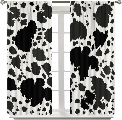 JESTRONRY Cowhide Window Curtain, Western Farm Animal Fur Brown White Cow Print Curtain for Kids Boys Girls Teens Bedroom Decor, Wildlife Rustic Farmhouse Cow Curtain 42x45 Inch Decor in Saudi Arabia
