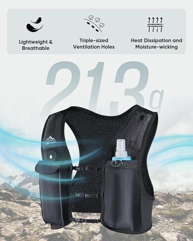 Running Vest for Women Men, Touchscreen Phone Pocket | 500ml Soft Flask, Lightweight Hydration Vest, Adjustable Fit, US Patent, Reflective Strip, for Marathon, Hiking, Cycling in Saudi Arabia