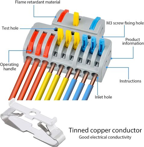 Pack of 6 Plug Cable Connectors, 3 in 9 Out LT933 Lever Nuts Connection Clamp, Compact Plug-In Terminals in Saudi Arabia