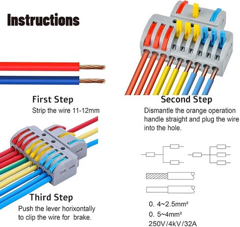 Pack of 6 Plug Cable Connectors, 3 in 9 Out LT933 Lever Nuts Connection Clamp, Compact Plug-In Terminals in Saudi Arabia