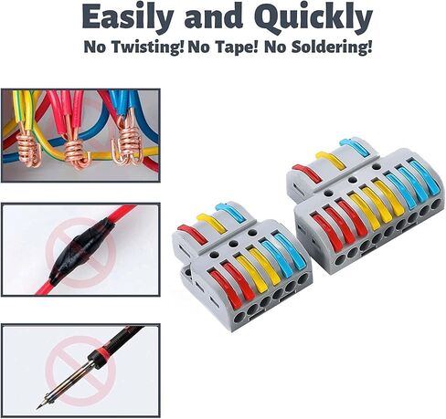 Pack of 6 Plug Cable Connectors, 3 in 9 Out LT933 Lever Nuts Connection Clamp, Compact Plug-In Terminals in Saudi Arabia