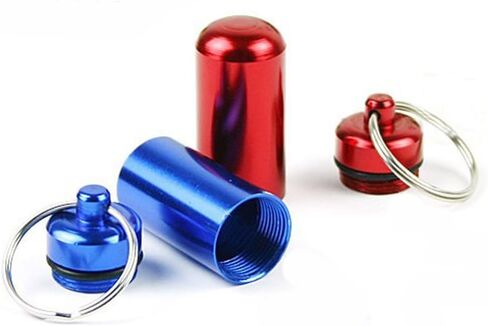 6pcs 5 * 1.7CM Colorful Waterproof Outdoor Camping Travel Traveling Portable Aluminum Pill Box Case Bottle Storage Drug Holder Container Keychain Key Ring (6) in Saudi Arabia