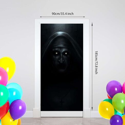 راهبة حفلة الهالوين راية خلفية رعب قاتل مخيف زومبي مخيف راهبة الإرهاب شبح موضوع ديكور لغطاء الباب الأمامي Hallowmas فيلم زينة عيد ميلاد لوازم الحفلات تفضل صور كشك الدعائم in Kuwait