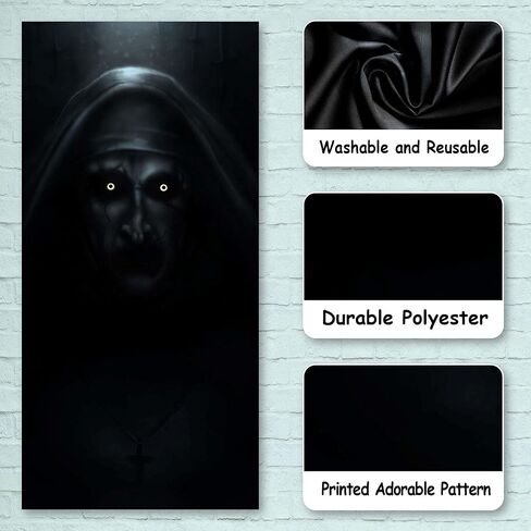 راهبة حفلة الهالوين راية خلفية رعب قاتل مخيف زومبي مخيف راهبة الإرهاب شبح موضوع ديكور لغطاء الباب الأمامي Hallowmas فيلم زينة عيد ميلاد لوازم الحفلات تفضل صور كشك الدعائم in Kuwait