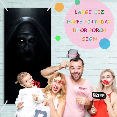 راهبة حفلة الهالوين راية خلفية رعب قاتل مخيف زومبي مخيف راهبة الإرهاب شبح موضوع ديكور لغطاء الباب الأمامي Hallowmas فيلم زينة عيد ميلاد لوازم الحفلات تفضل صور كشك الدعائم in Kuwait