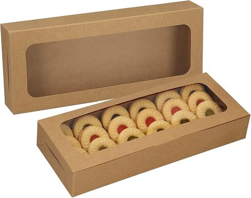 20 Pack Bakery Boxes with Window Small 9.8x4x1.5 inch for Sugar Cookie, Chocolate Covered Strawberry, Cake, Candy, Tart, Pie (White) in Saudi Arabia