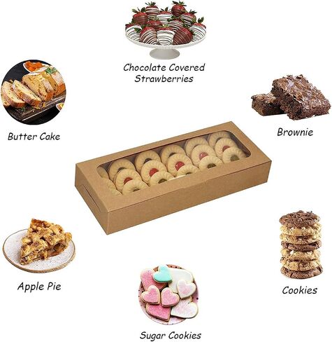 20 Pack Bakery Boxes with Window Small 9.8x4x1.5 inch for Sugar Cookie, Chocolate Covered Strawberry, Cake, Candy, Tart, Pie (White) in Saudi Arabia