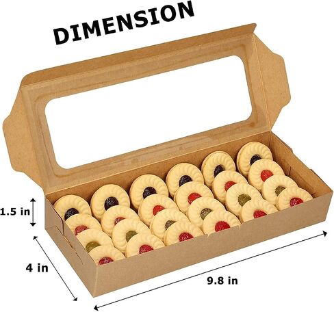 20 Pack Bakery Boxes with Window Small 9.8x4x1.5 inch for Sugar Cookie, Chocolate Covered Strawberry, Cake, Candy, Tart, Pie (White) in Saudi Arabia