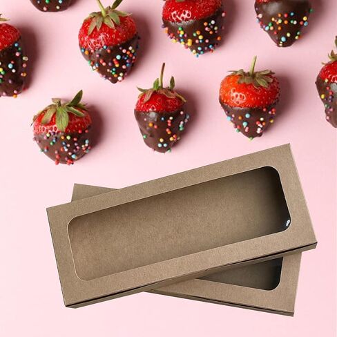 20 Pack Bakery Boxes with Window Small 9.8x4x1.5 inch for Sugar Cookie, Chocolate Covered Strawberry, Cake, Candy, Tart, Pie (White) in Saudi Arabia