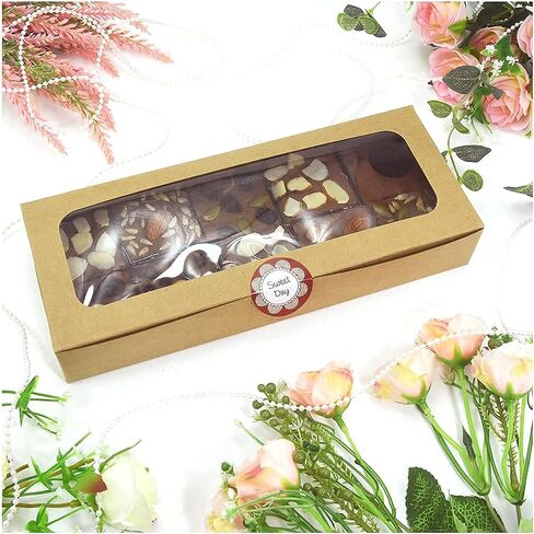20 Pack Bakery Boxes with Window Small 9.8x4x1.5 inch for Sugar Cookie, Chocolate Covered Strawberry, Cake, Candy, Tart, Pie (White) in Saudi Arabia