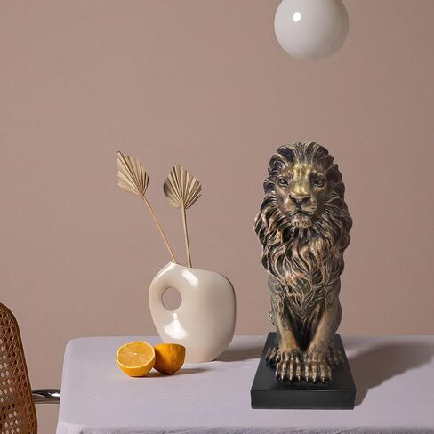 SIMON'S SHOP Lion Statue Resin Lion Decoration for Home Office Bedroom Study Handmade Collectible Lion Figurines Bronze Lion Sculpture Gift in Kuwait