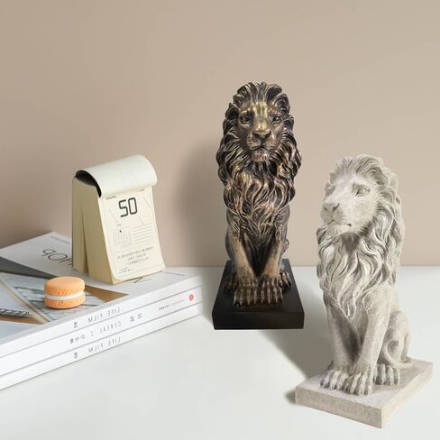SIMON'S SHOP Lion Statue Resin Lion Decoration for Home Office Bedroom Study Handmade Collectible Lion Figurines Bronze Lion Sculpture Gift in Kuwait