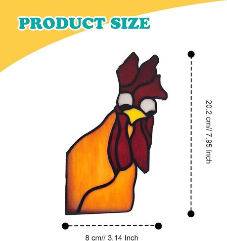 Funny Peeping Rooster Window Corner Decor, Acrylic Self-Adhesive Rooster Decor Stickers for Window, Wall, Room (Red Yellow B) in Saudi Arabia