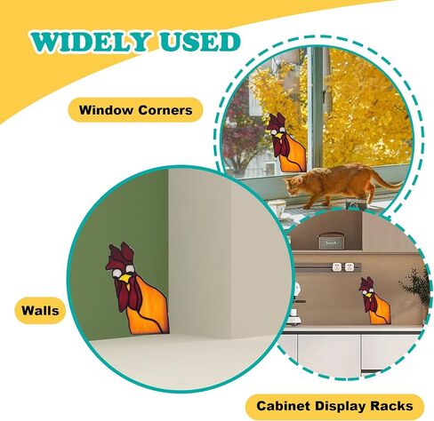 Funny Peeping Rooster Window Corner Decor, Acrylic Self-Adhesive Rooster Decor Stickers for Window, Wall, Room (Red Yellow B) in Saudi Arabia