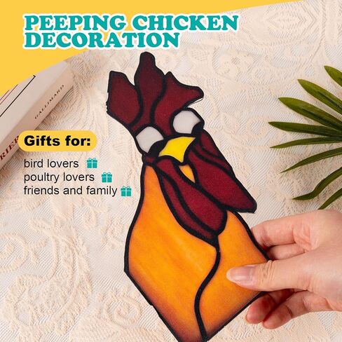 Funny Peeping Rooster Window Corner Decor, Acrylic Self-Adhesive Rooster Decor Stickers for Window, Wall, Room (Red Yellow B) in Saudi Arabia