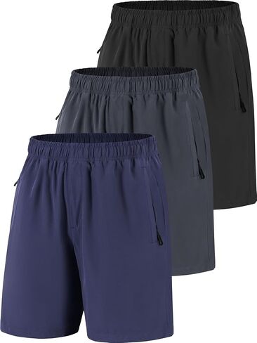 Men Running Athletic Shorts, Quick Dry 7 inch Inseam Gym Workout Men Shorts with Deep Pocket & Zipper in Saudi Arabia