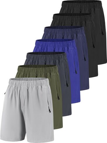 Men Running Athletic Shorts, Quick Dry 7 inch Inseam Gym Workout Men Shorts with Deep Pocket & Zipper in Saudi Arabia