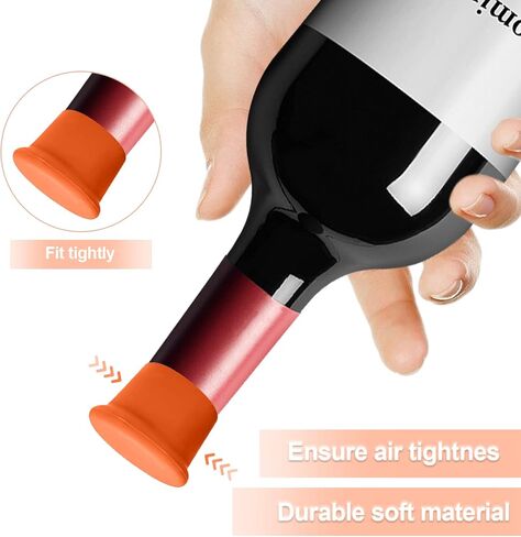 10 قطع من سدادات النبيذ السيليكون، فلين النبيذ السيليكون القابل لإعادة الاستخدام، غطاء زجاجة النبيذ للفلين للحفاظ على النبيذ طازجًا (10 قطع) in Kuwait