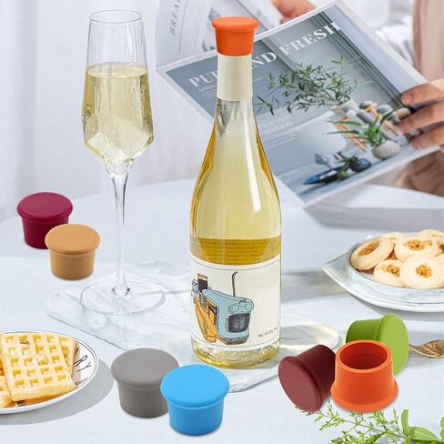 10 قطع من سدادات النبيذ السيليكون، فلين النبيذ السيليكون القابل لإعادة الاستخدام، غطاء زجاجة النبيذ للفلين للحفاظ على النبيذ طازجًا (10 قطع) in Kuwait