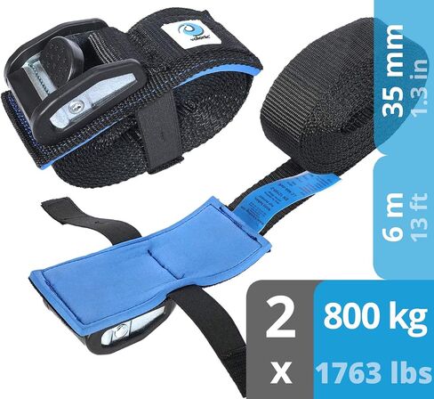valonic ORCA - cam Straps Heavy Duty - 3500 lbs, Padded, cam Buckle, 20 ft x 1.3 in, 2 Pack - roof Straps for Kayak or Surfboard roof Rack - Black, with Protection pad in Saudi Arabia