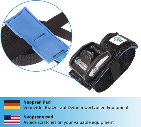 valonic ORCA - cam Straps Heavy Duty - 3500 lbs, Padded, cam Buckle, 20 ft x 1.3 in, 2 Pack - roof Straps for Kayak or Surfboard roof Rack - Black, with Protection pad in Saudi Arabia